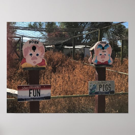 Pork Chop, Fun Pigs, Idaho Funny Signs Poster (Voorkant)