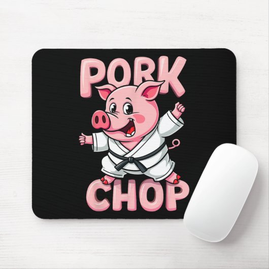 Pork Chop Funny Karate Pig Martial Muismat (Met muis)