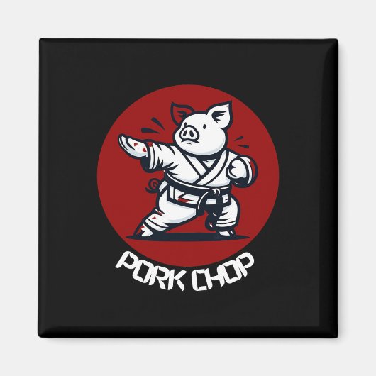 Pork Chop Karate Pig Funny Pun Martial Arts Magneet (Voorkant)