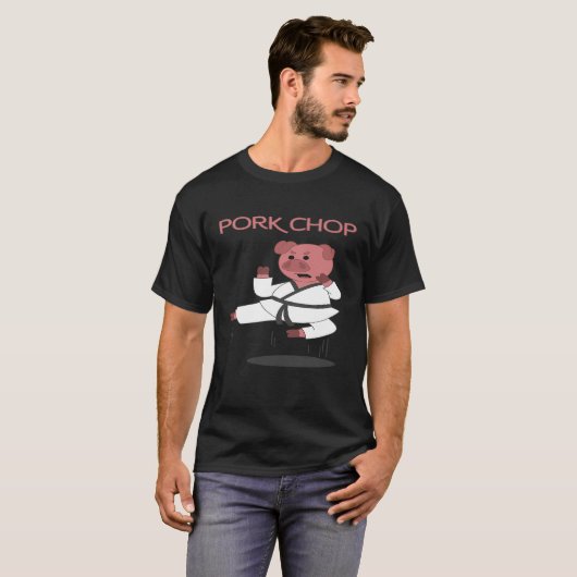 Pork Chop Pig Karate Pun Martial Arts T-shirt (Voorkant volledig)