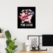 Pork Guitar Funny Rock Guitar Pig Donk BG Poster (Thuiskantoor)