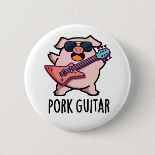 Pork Guitar Funny Rock Guitar Pig Pun Ronde Button 5,7 Cm