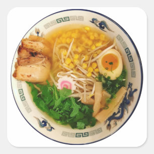 Pork Ramen Noodle Soup Vierkante Sticker