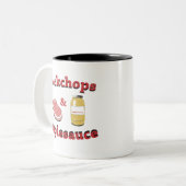 porkchops en appelmoes tweekleurige koffiemok (Voorkant links)