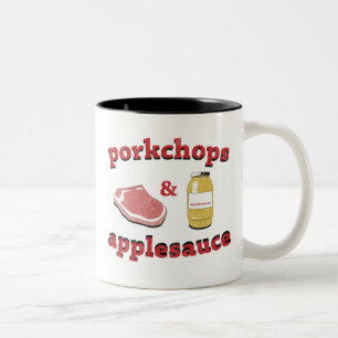 porkchops en appelmoes tweekleurige koffiemok