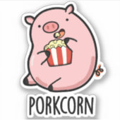 Porkcorn Funny Popcorn Pun Sticker (Voorkant)
