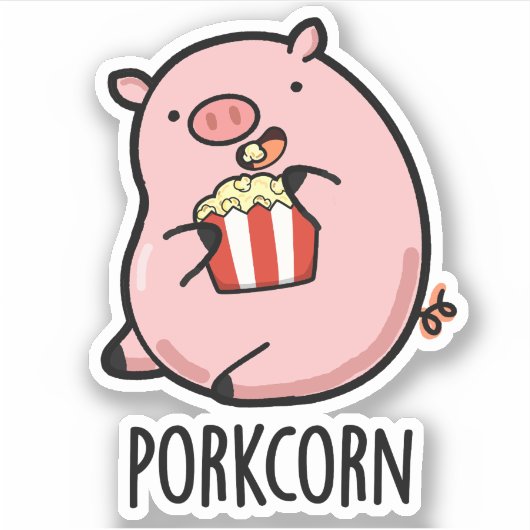 Porkcorn Funny Popcorn Pun Sticker (Voorkant)