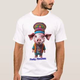 Porky Personas grappige Varken karakters. Hippie T-shirt