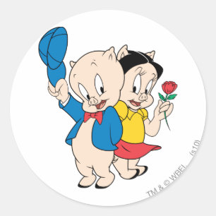 Porky Pig en Petunia Ronde Sticker