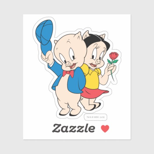 Porky Pig en Petunia Sticker (Vel)