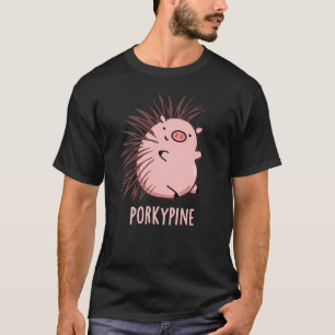 Porky-pine Grappige Porcupine Varken Pun Donker BG T-shirt