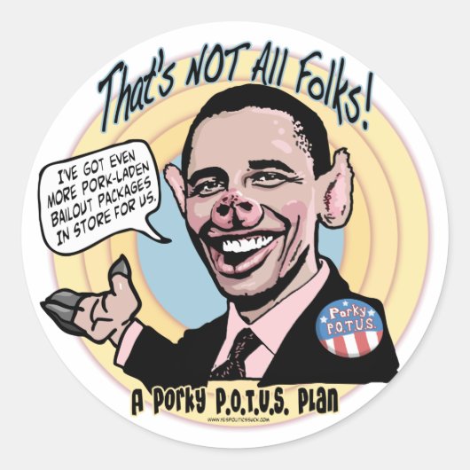 Porky POTUS Anti-Obama Gear Ronde Sticker (Voorkant)