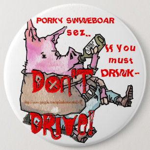 "PORKY SWINEBOAR" RONDE BUTTON 6,0 CM