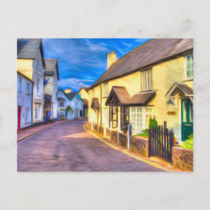 Porlock High Street Somerset Art Feestdagenkaart