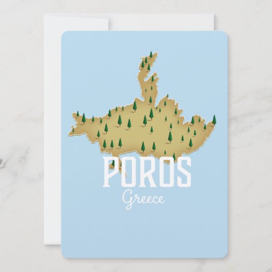 Poros Carte grecque Affiche de voyage illustrée (Devant)