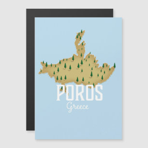Poros Greek Map geïllustreerde reisposter