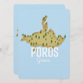 Poros Greek Map geïllustreerde reisposter (Voorkant / Achterkant)