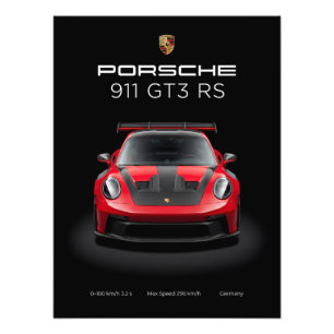 Porsche 911 GT3 RS rode supercar Foto Afdruk