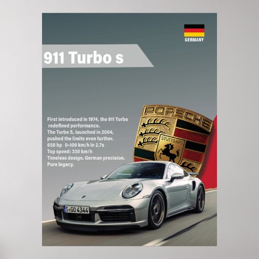 Porsche 911 Turbo S – Speed Style Poster (Voorkant)
