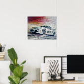 Porsche, affiche artistique (Bureau à domicile)