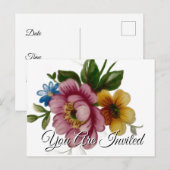 Porselein Geïnspireerd Bloemen Uitnodiging Briefka (Voorkant / Achterkant)