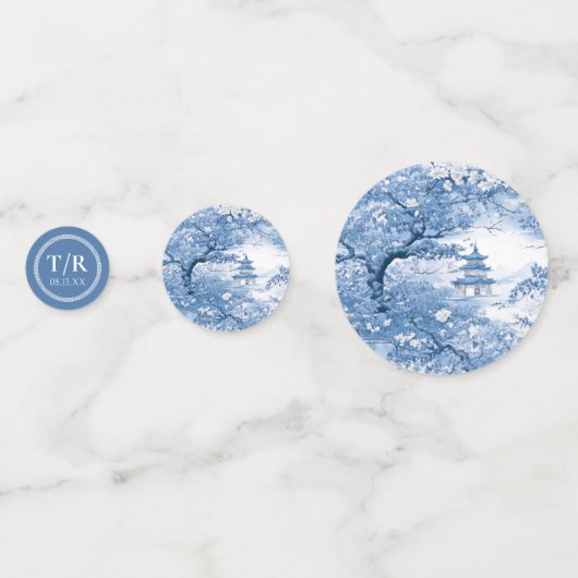 Porselein-geïnspireerde Chinoiserie Patroon ID1094 Confetti (Voorkanten)