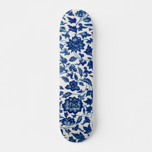 porseleinen bloemen blauw en wit skateboard