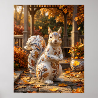 Porseleinen Eekhoorn Eiken Tuin Poster