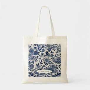 Porseleinen Elegantie: Blauwe Bloemen Tote Bag
