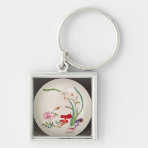 Porseleinen gerecht, famille roos decoratie, Yung Sleutelhanger