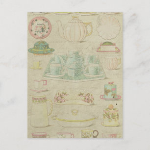  porseleinen theekopjes theepot Shabby Keuken Deco Briefkaart