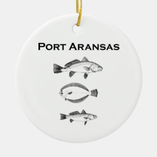 Port Aransas Saltwater Fish - Geviste Logo Keramisch Ornament