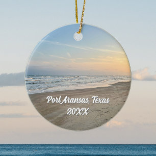 Port Aransas Strand Zonsondergang Texas Fotografie Keramisch Ornament