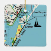 Port Aransas TX Map Keramisch Ornament (Achterkant)