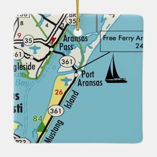 Port Aransas TX Map Keramisch Ornament (Achterkant)
