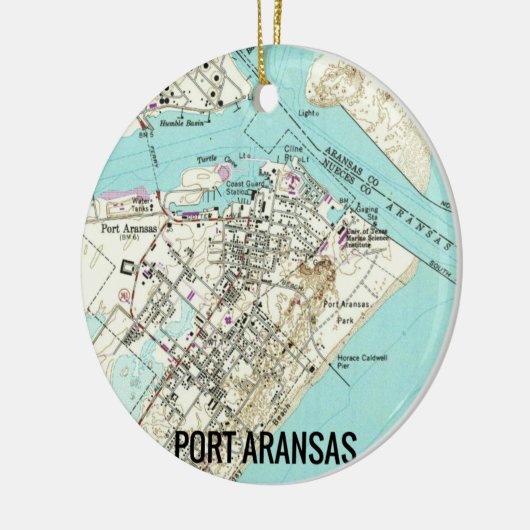 Port Aransas TX Map Keramisch Ornament (Links)