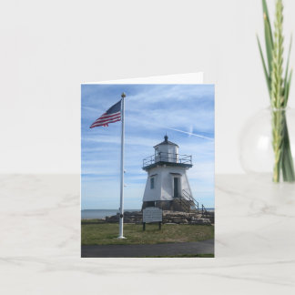 Port Clinton Vuurtoren met vlag blanco briefkaart