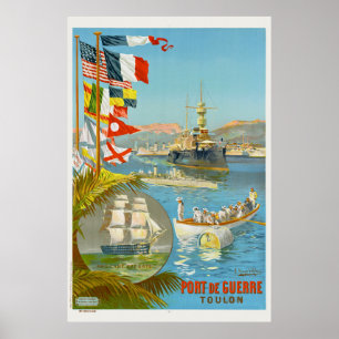 Port de guerre. Toulon. Poster vintage français 19