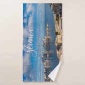 Port de Sliema et gratte-ciel à Malte (Serviette de bain)