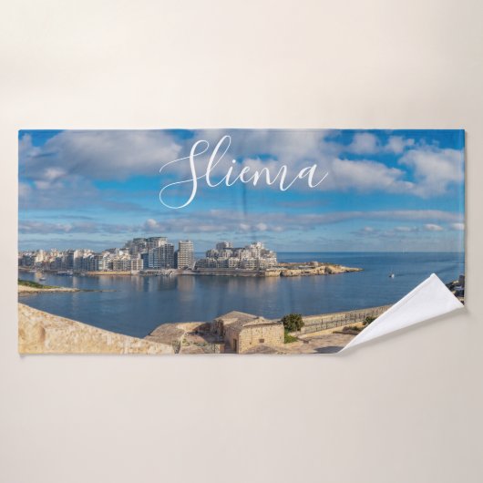Port de Sliema et gratte-ciel à Malte (Serviette de bain)