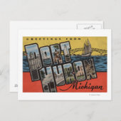 Port Huron, Michigan — grote letterscènes Briefkaart (Voorkant / Achterkant)