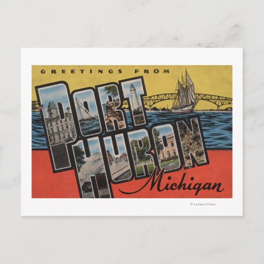 Port Huron, Michigan — grote letterscènes Briefkaart (Voorkant)