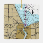 Port Huron Michigan Nautical Chart Keramisch Ornament (Achterkant)