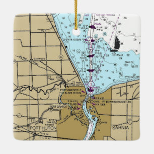 Port Huron Michigan Nautical Chart Keramisch Ornament