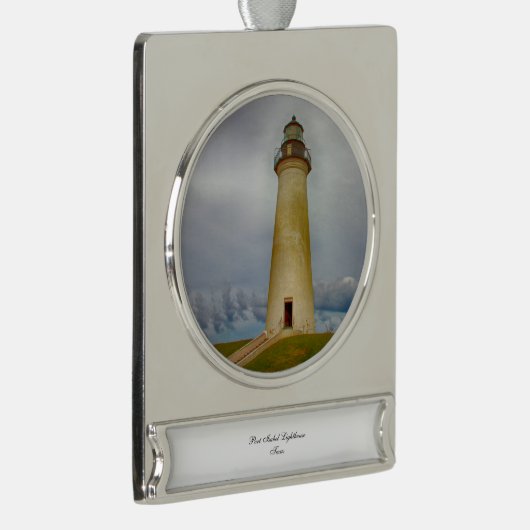 Port Isabel Lighthouse Verzilverd Banner Ornament (Rechts)