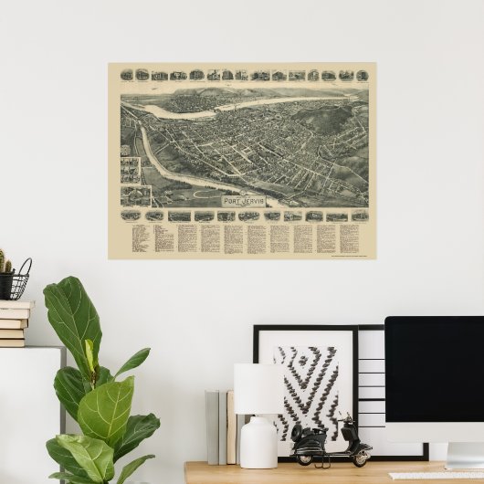 Port Jervis, NY Panoramic Map - 1920 Poster (Thuiskantoor)