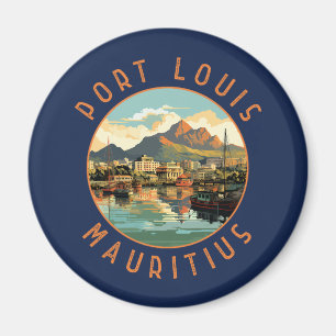 Port Louis Mauritius Retro Noodcirkel Magneet