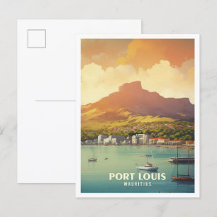 Port Louis Mauritius Vintage Travel Illustratie Briefkaart