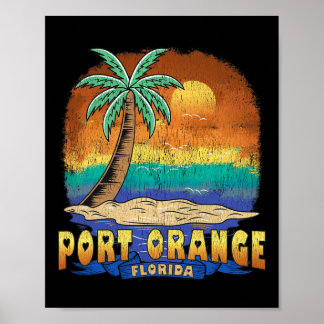 Port Oranje Florida Vintage noodlijdend souvenir Poster