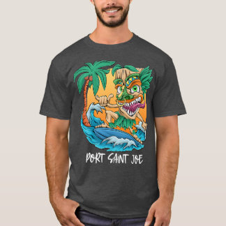Port Saint Joe Florida Palm Tree Surfing Beach Vac T-shirt